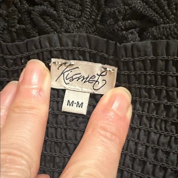 Kismet Black Textured Fabric Lace Top Camisole Y2K Smocked Back - Picture 6 of 8